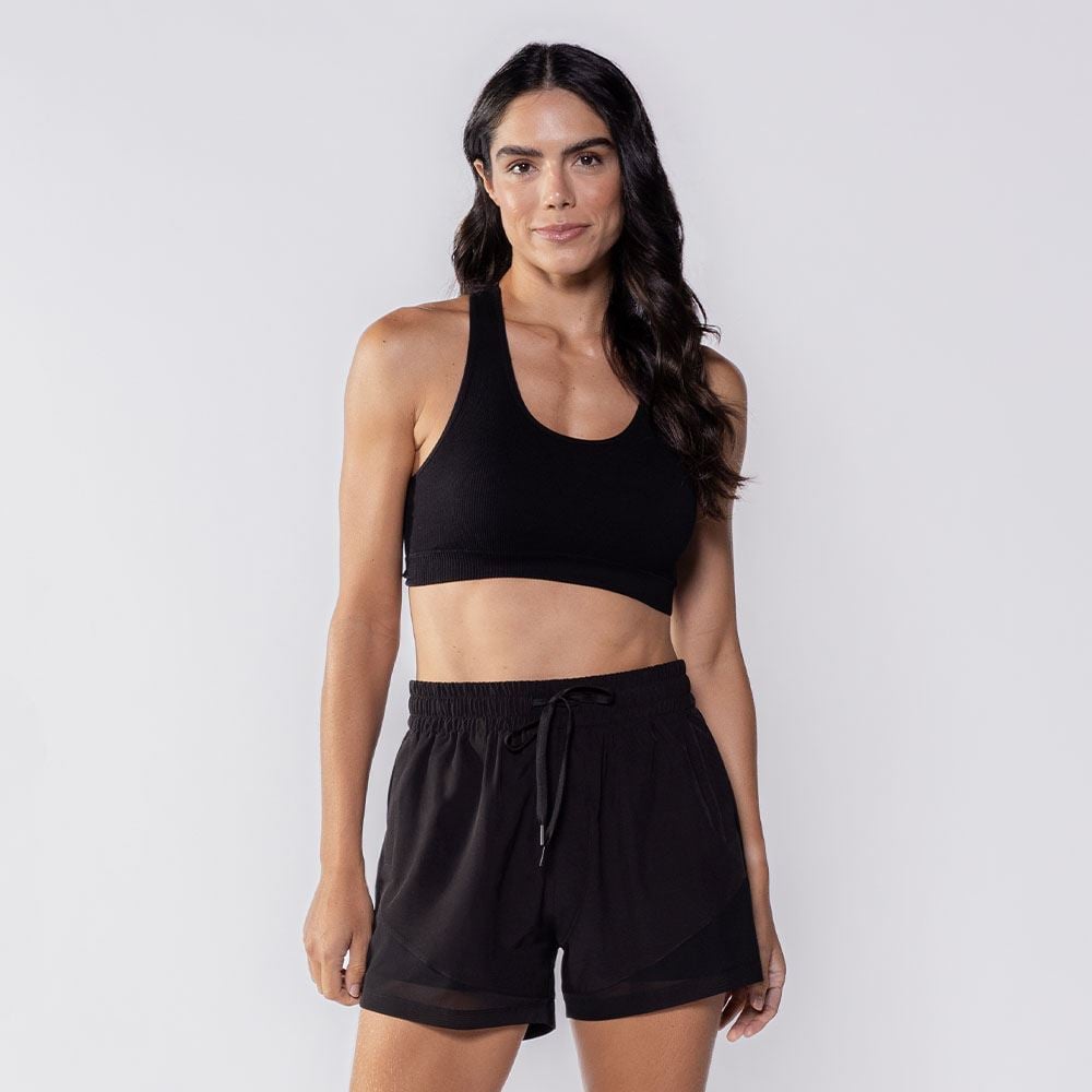 Top Feminino Fitness Sem Costura Scream Preto