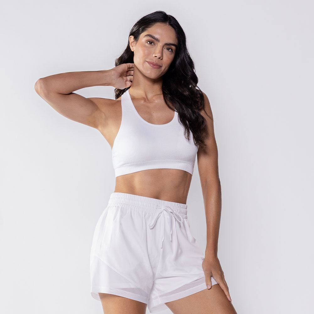 Top Feminino Fitness Sem Costura Scream Branco
