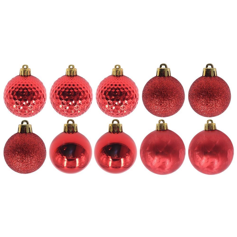 Tubo de Bola de Natal 06Cm com 10 Unidades Havan Casa - Vermelho