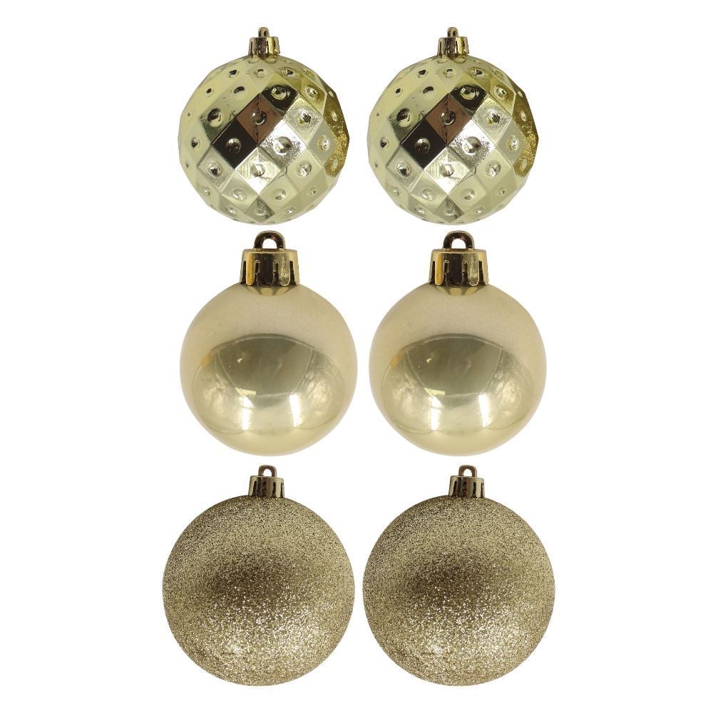 Tubo de Bola de Natal 08Cm com 06 Unidades Havan Casa - Dourado
