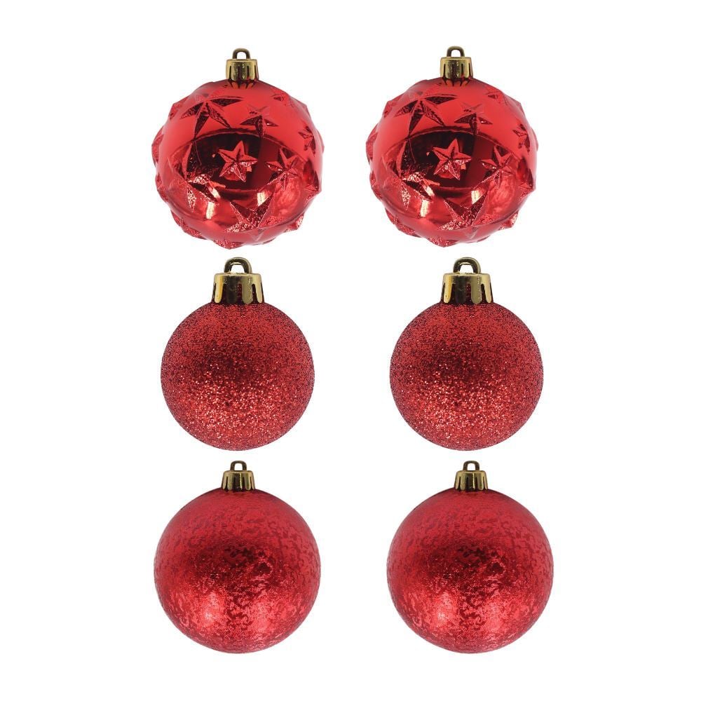 Tubo de Bola de Natal com 06 Unidades 08Cm Havan Casa - Vermelho