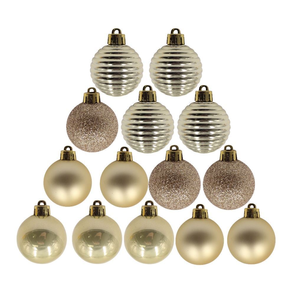 Tubo de Bola de Natal com 14 Unidades 04Cm Havan Casa - Dourado