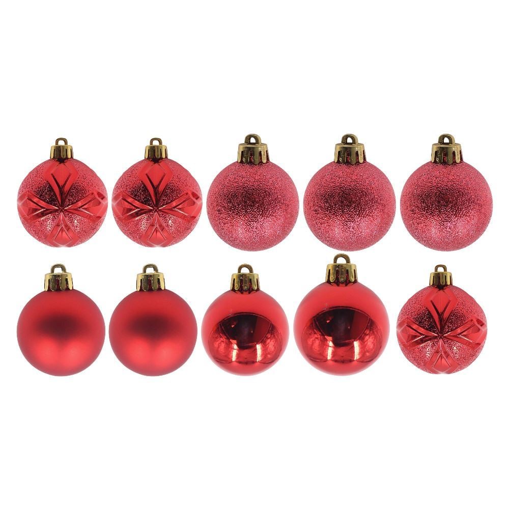 Tubo de Bola Natal 06Cm com 10 Unidades Havan Casa - Vermelho