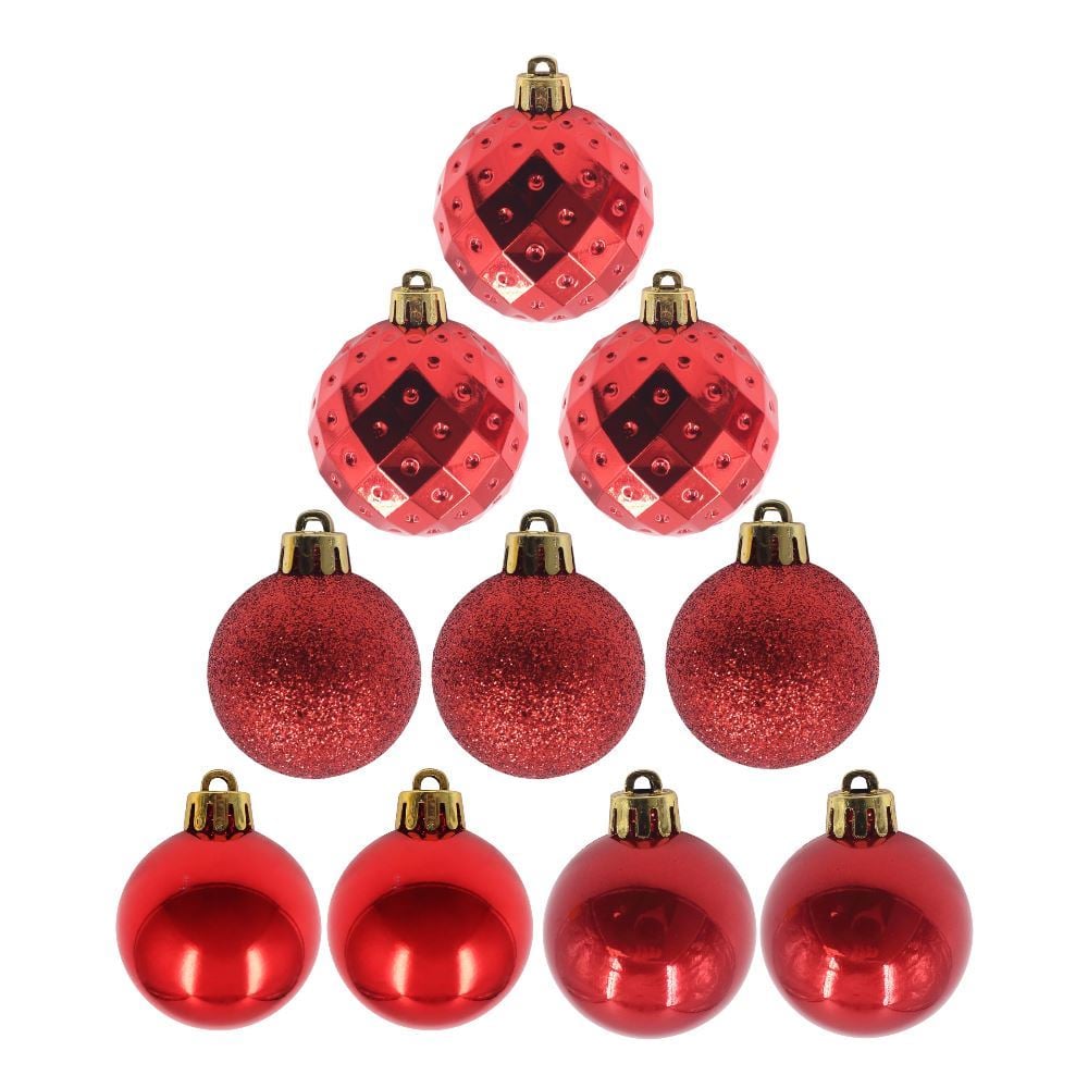 Tubo de Bola Natal 06Cm com 10 Unidades Havan Casa - Vermelho