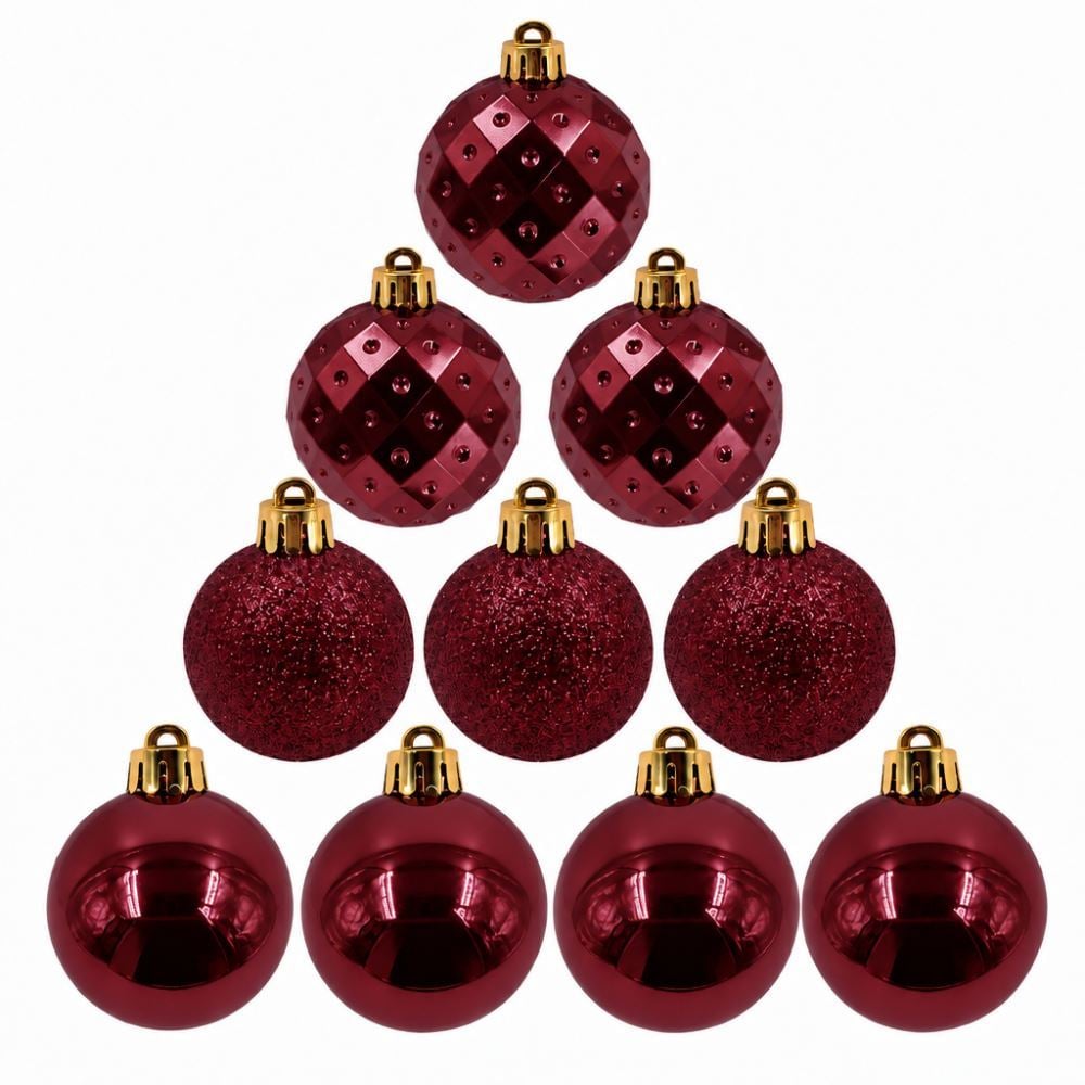 Tubo de Bola Natal 06Cm com 10 Unidades Havan Casa - Vinho