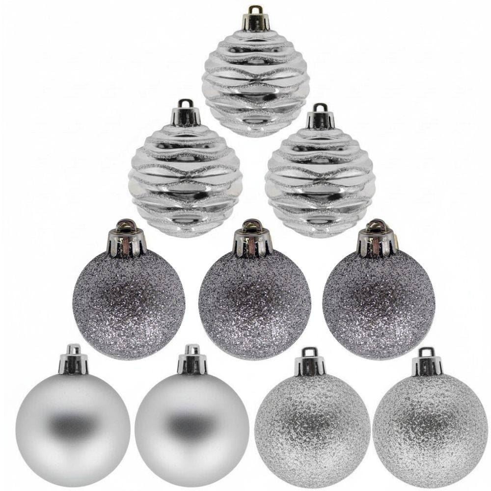 Tubo de Bola Natal 6Cm 10 Unidades Havan Casa - Prateado