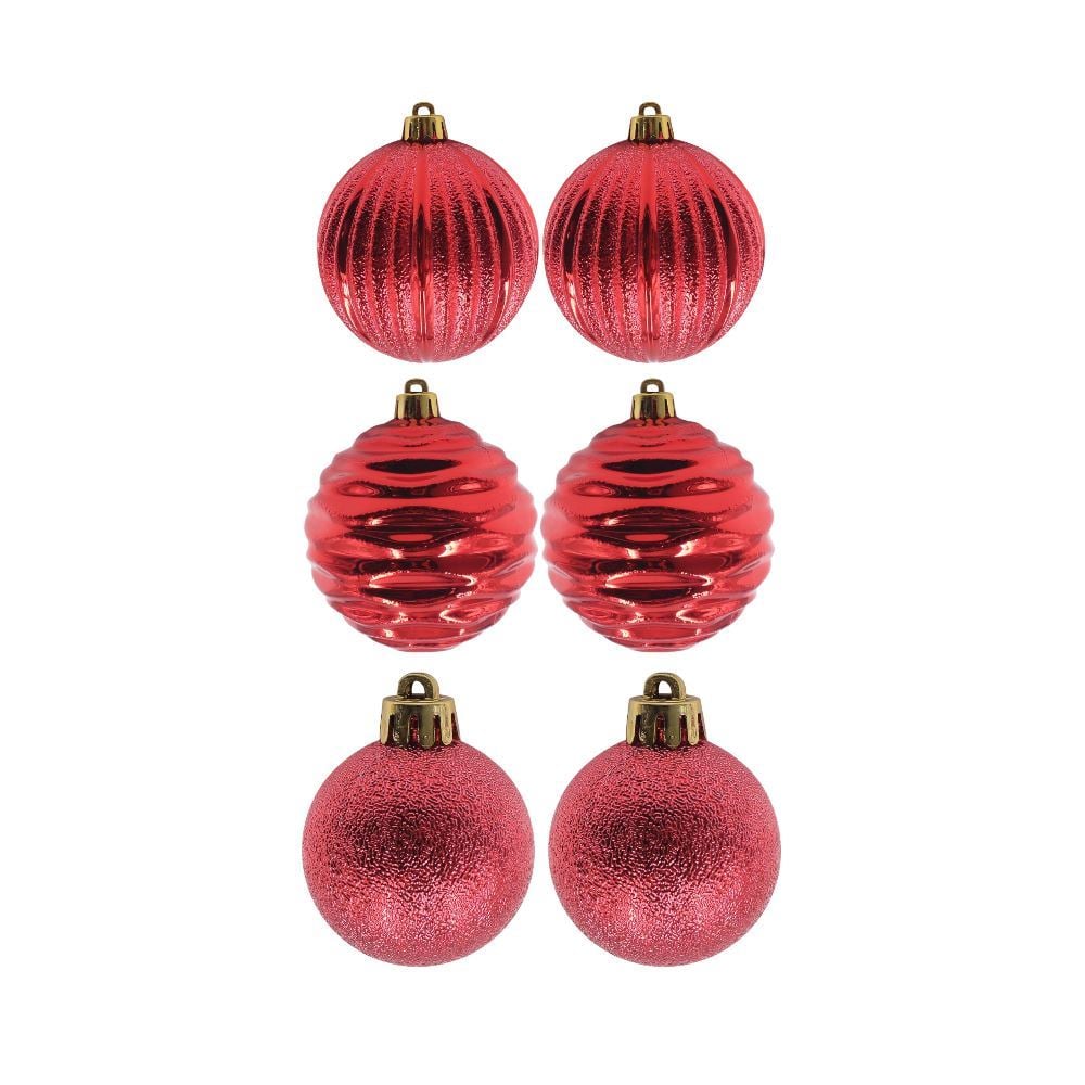 Tubo de Bola Natal 08Cm com 06 Unidades Havan Casa - Vermelho