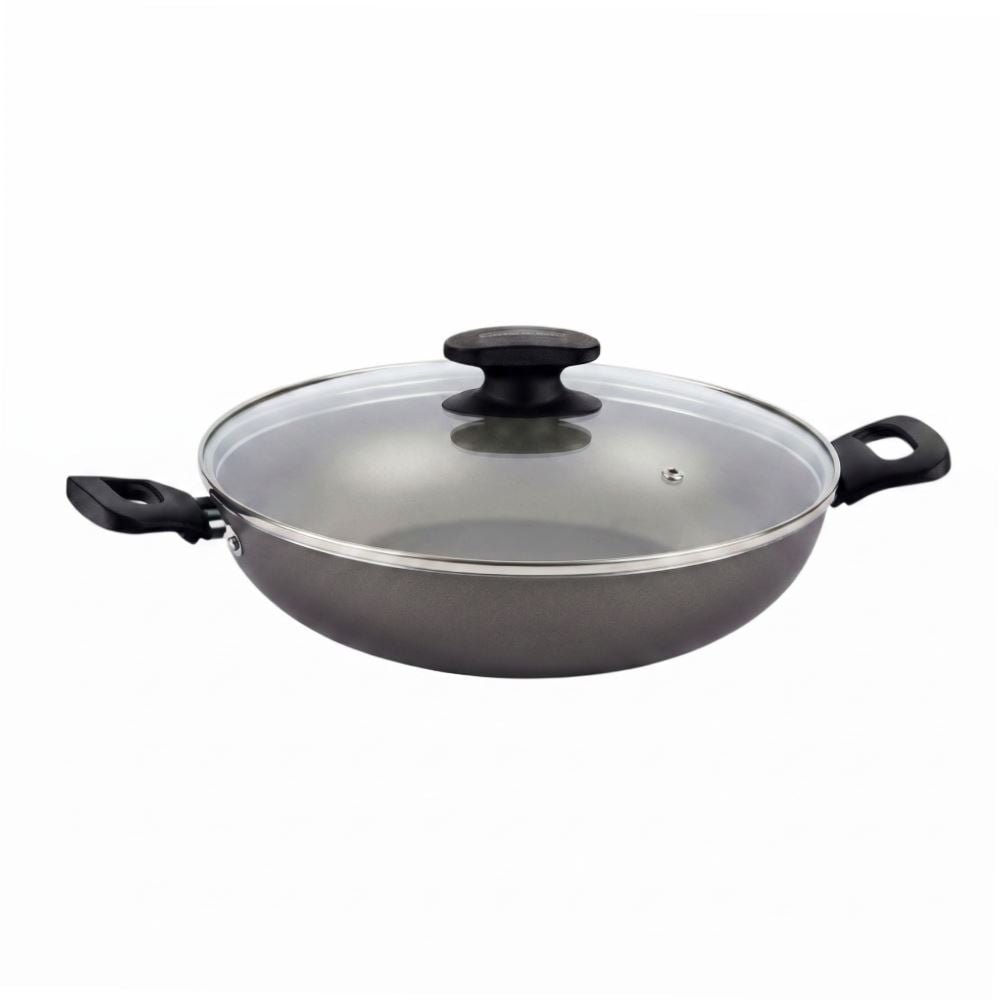 Wok com Tampa de Vidro Loreto Tramontina 28 cm - Grafite