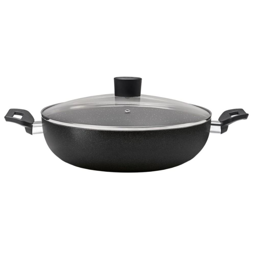 Wok Ebony com Tampa 28Cm Brinox - Preto